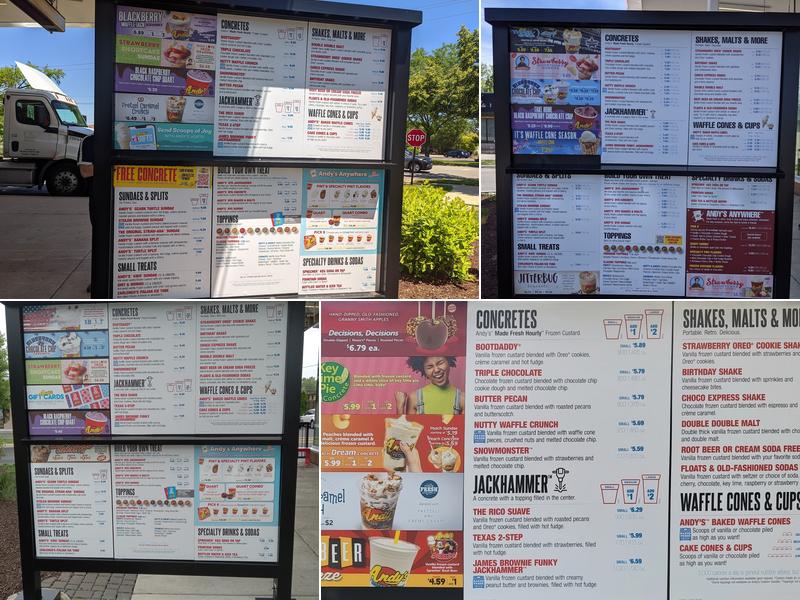 Andy's Frozen Custard Menu