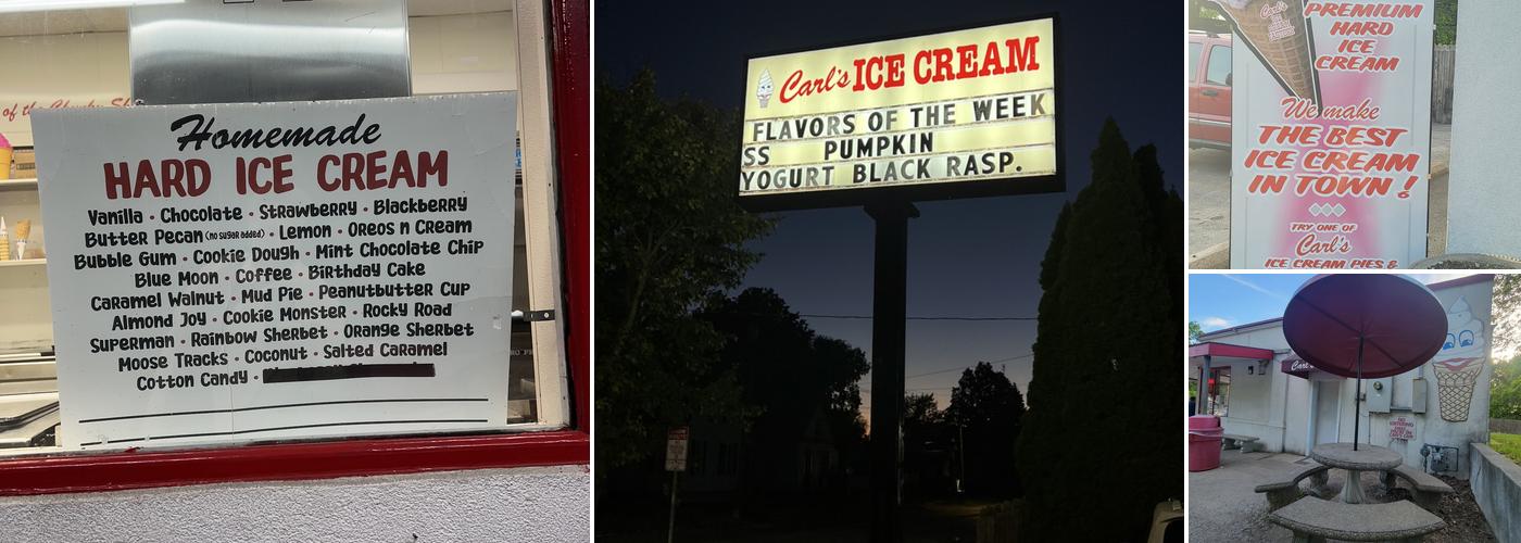 Carl's Ice Cream Factory Menu