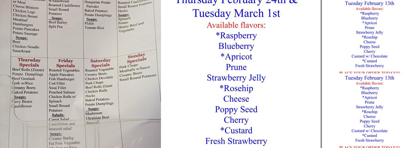 Racine Bakery Menu