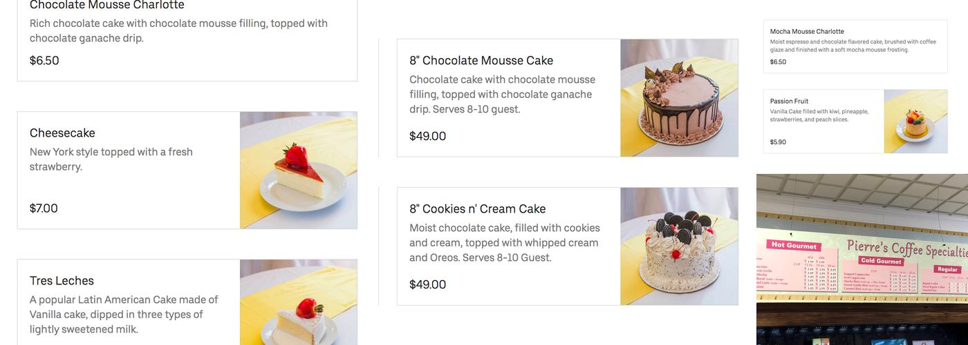 Pierre's Bakery Chicago Menu