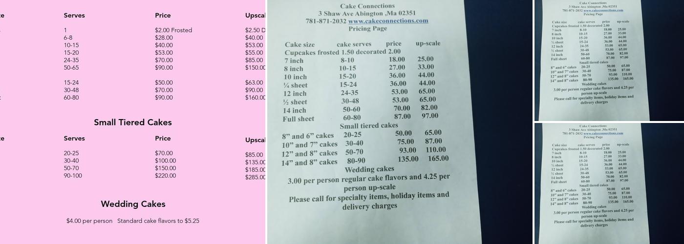 Cake Connections Menu