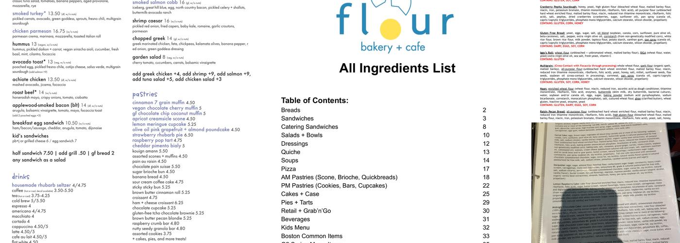 Flour Bakery + Cafe Menu
