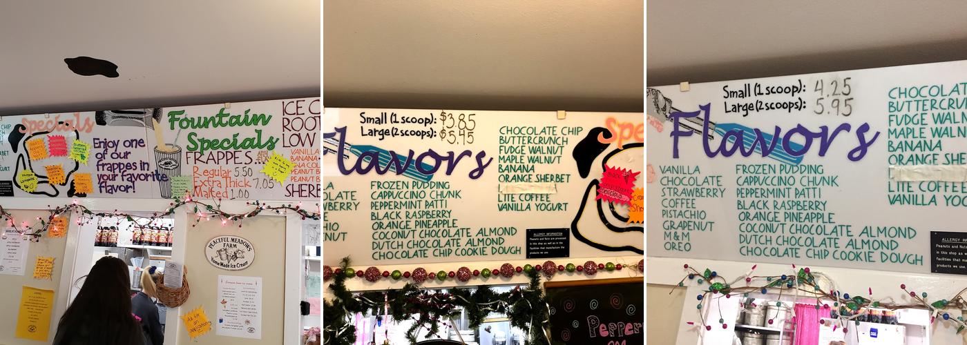 Peaceful Meadows Farm Menu