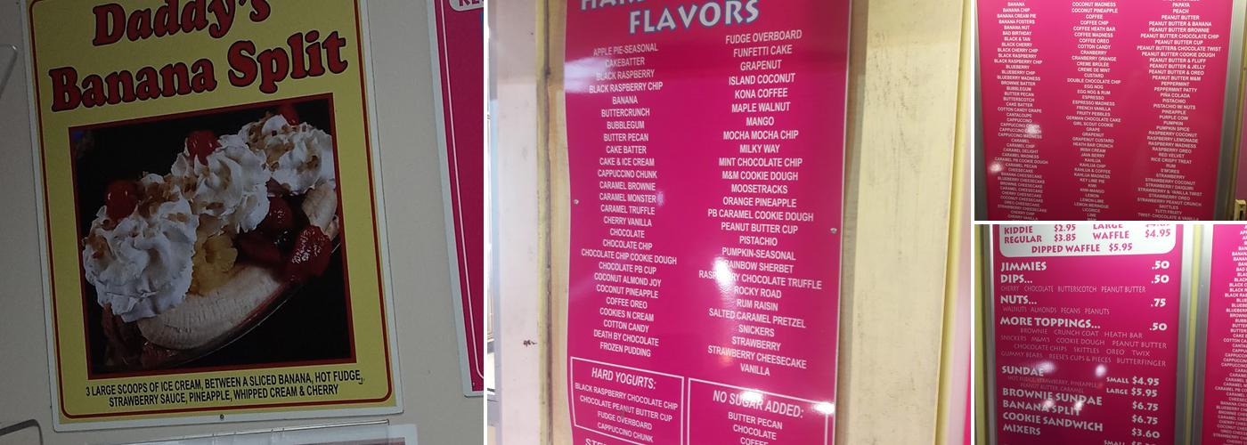Daddy's Dairy Menu