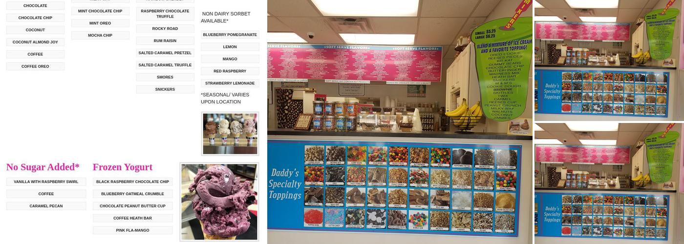 Daddy's Dairy Menu