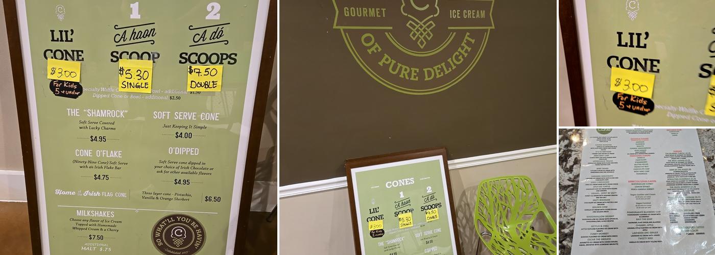 Cone Gourmet Ice Cream Menu