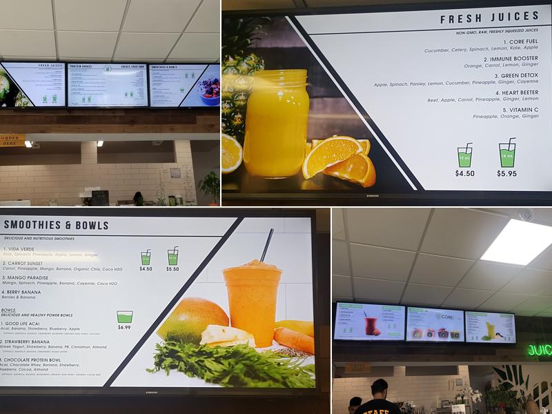 Core Juice Bar Menu