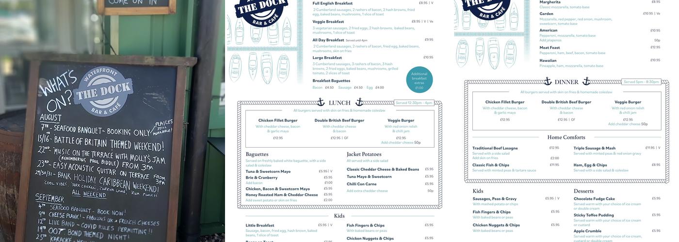 The Dock Bar & Cafe Menu