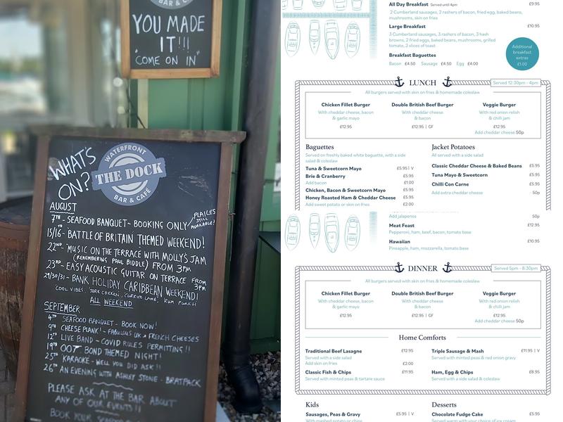 The Dock Bar & Cafe Menu