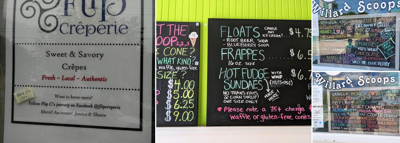 Willard Scoops Menu