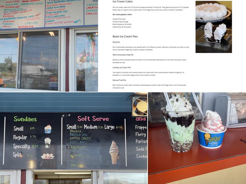 Beal's Old Fashioned Ice Cream Menu