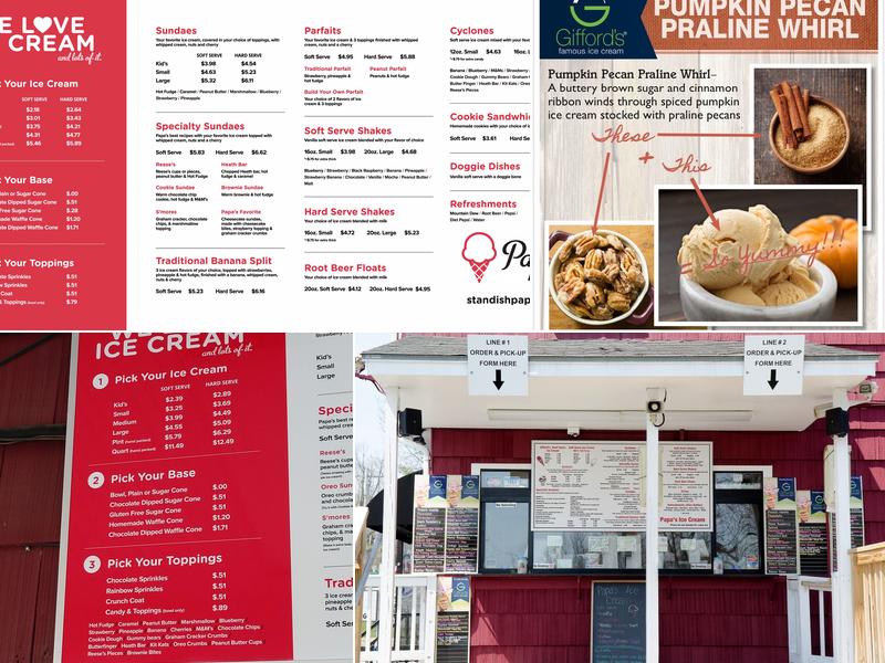 Papa's Ice Cream Menu
