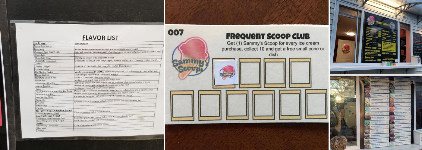 Sammy's Scoops Menu