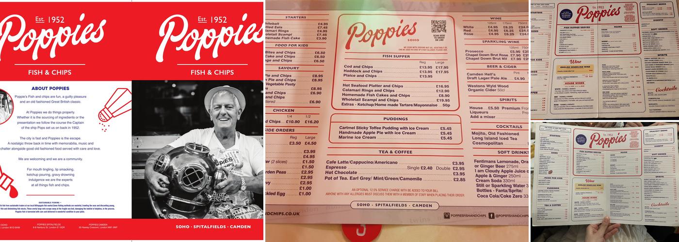 Poppies Fish & Chips, Soho Menu