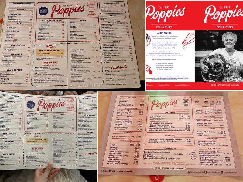 Poppies Fish & Chips, Soho Menu