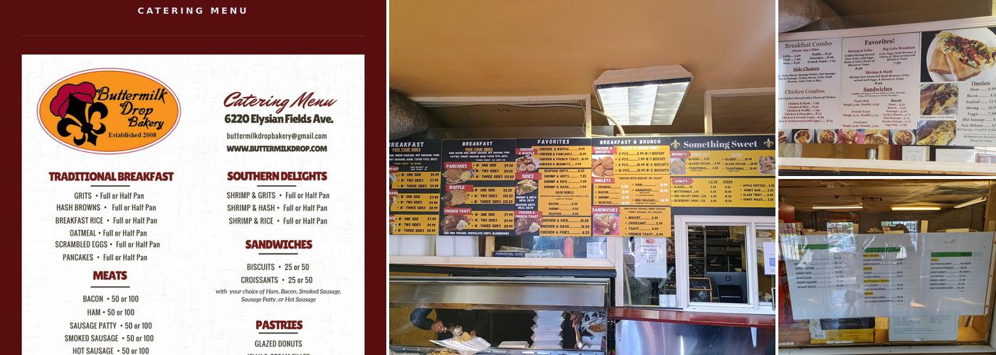 Buttermilk Drop Bakery Menu
