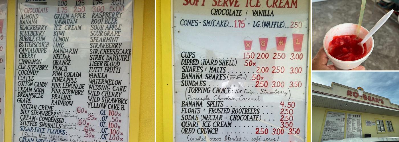Robears Snowballs & Soft Serve Menu