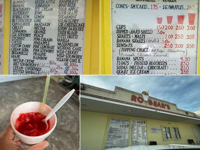 Robears Snowballs & Soft Serve Menu