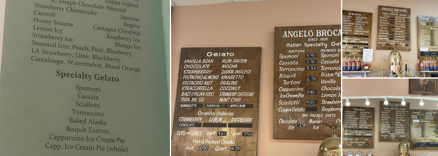Angelo Brocato Menu