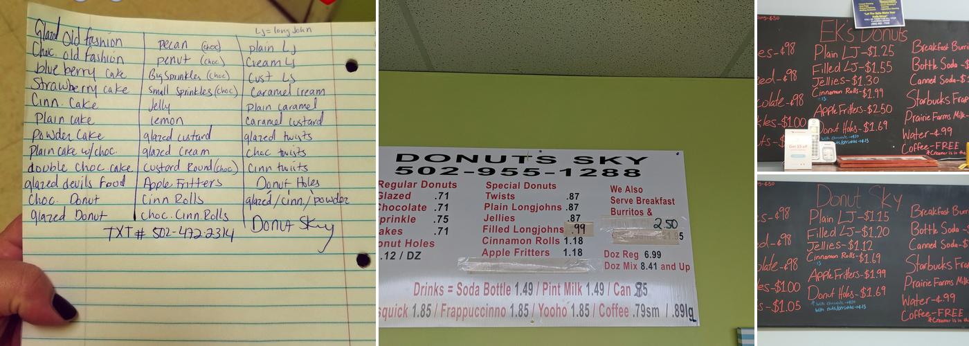 Ek's Donuts Menu