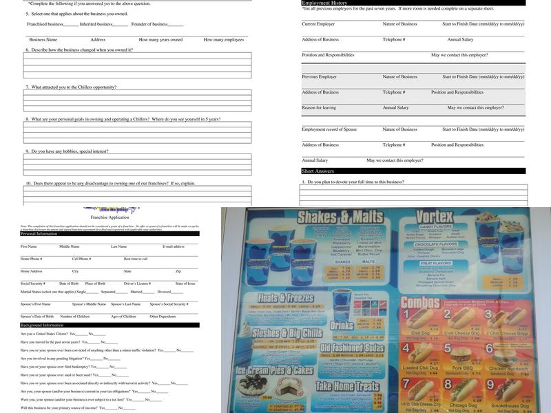 Chillers Menu