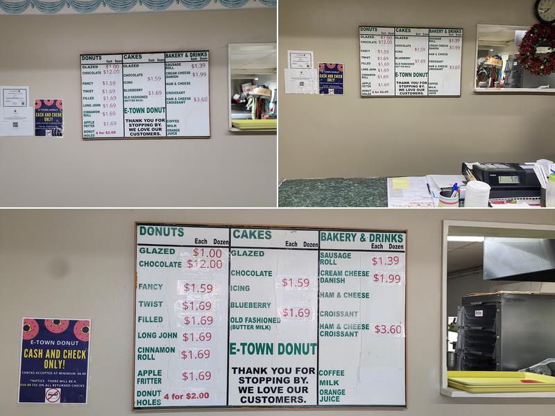 Etown Donut Menu
