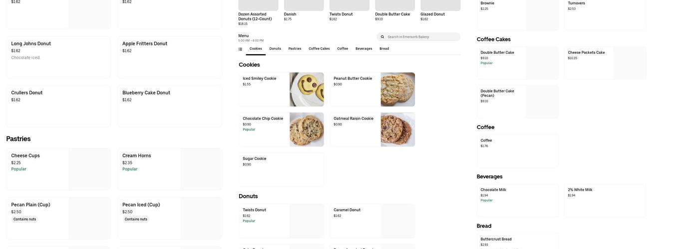 Emerson's Bakery Menu