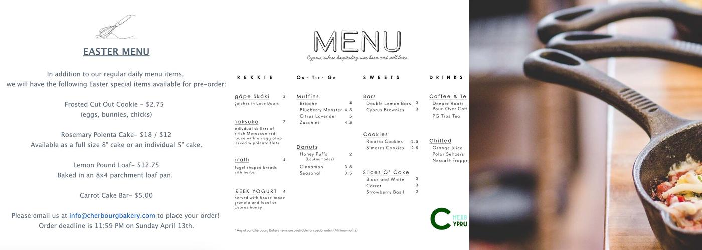Cherbourg Cyprus Menu