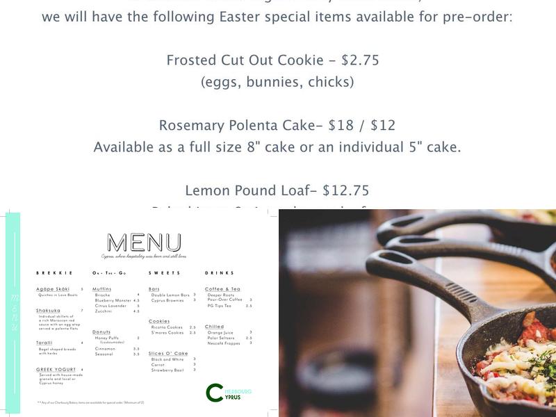 Cherbourg Cyprus Menu
