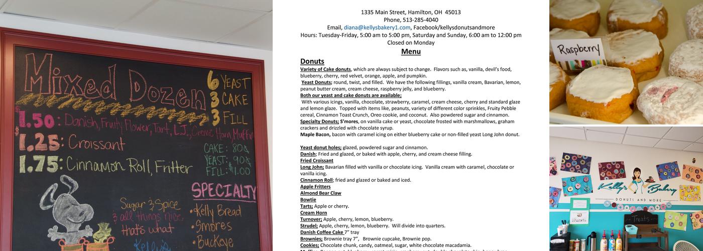 Kelly's Bakery Menu