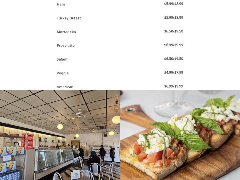 Casa Nostra Bakery Menu