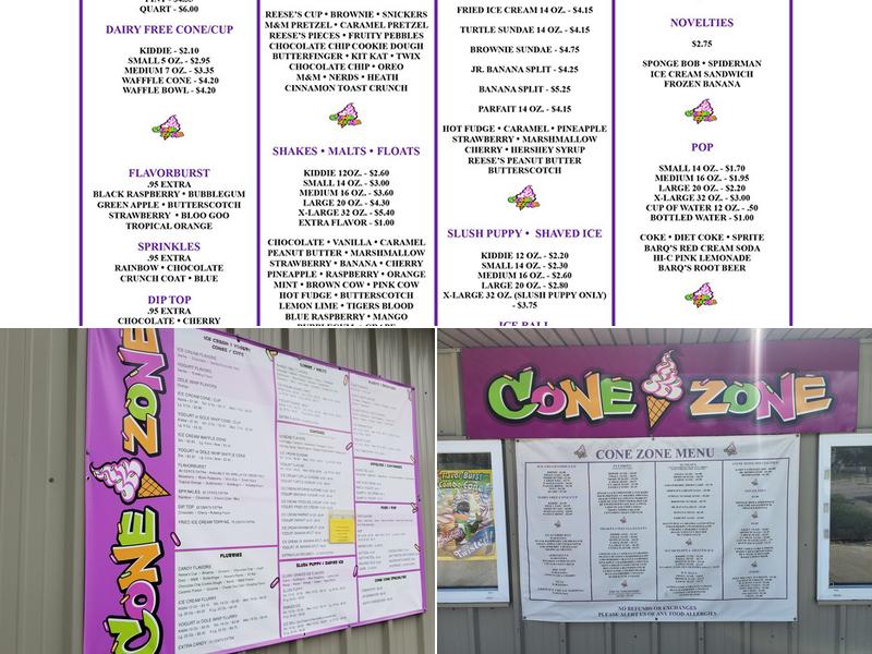 Cone Zone Menu