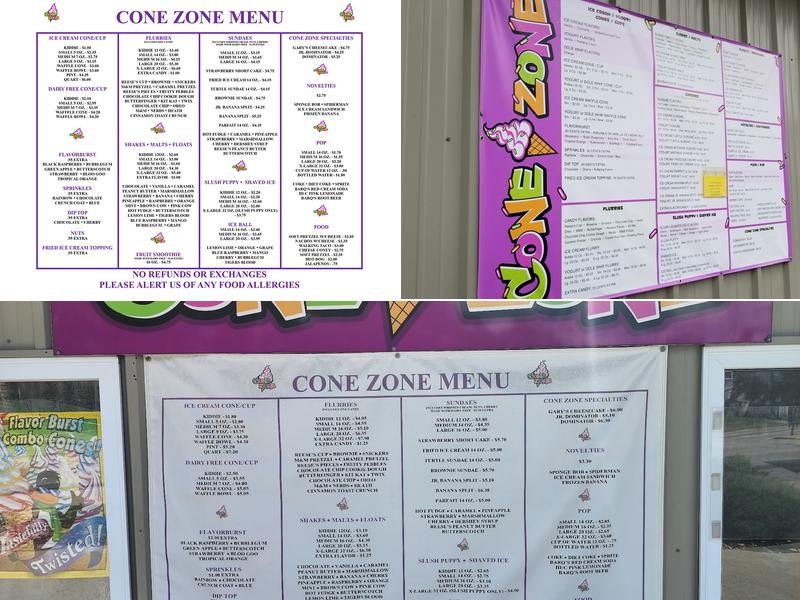 Cone Zone Menu