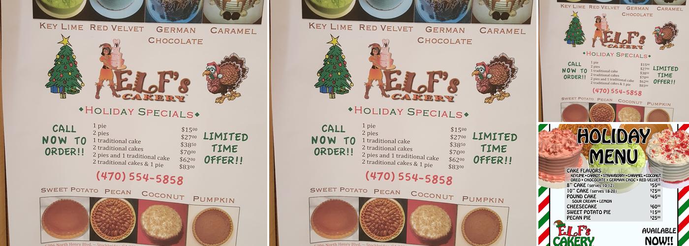 ELF's Cakery Menu