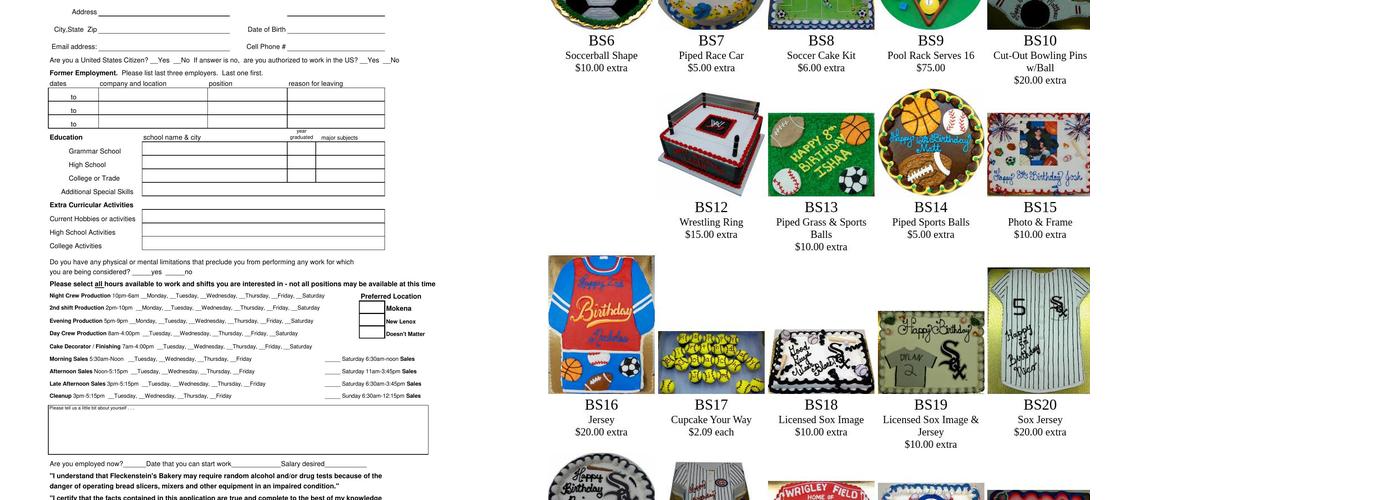 Fleckenstein's Bakery Menu