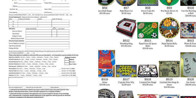 Fleckenstein's Bakery Menu