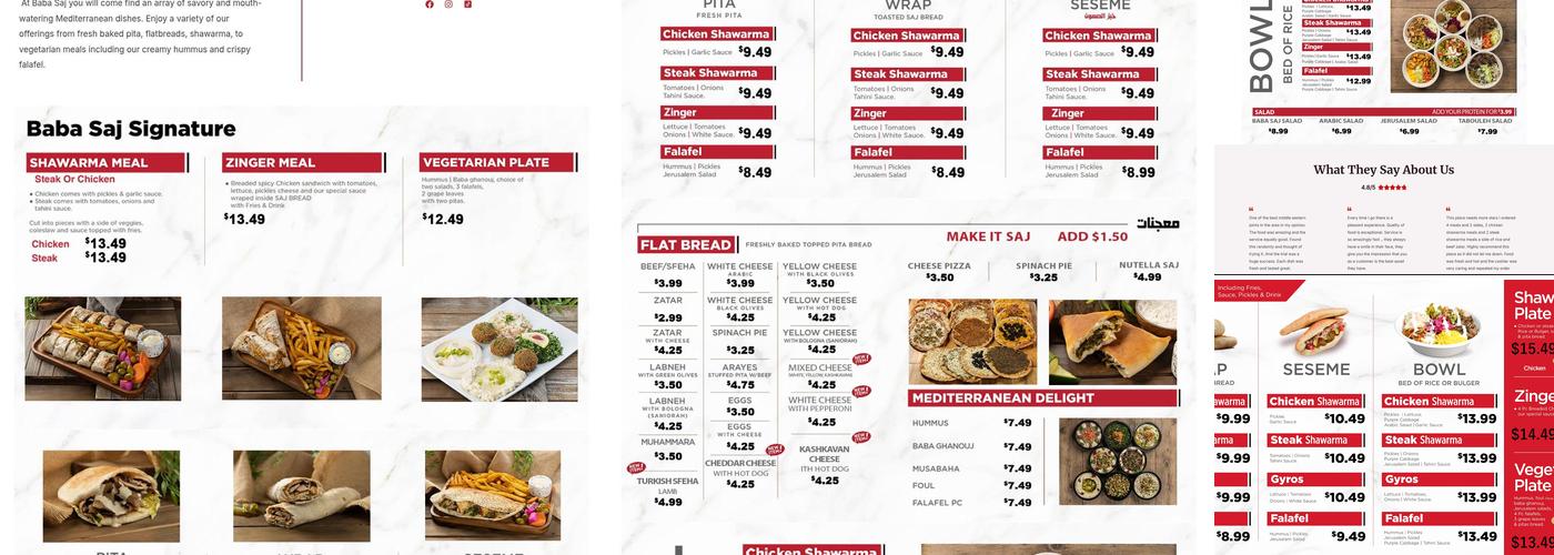Baba Saj Menu
