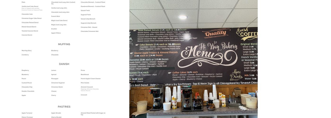 Hi-Way Bakery Menu