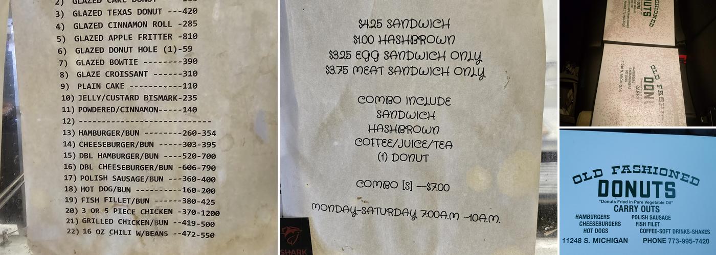 Old Fashioned Donuts Menu