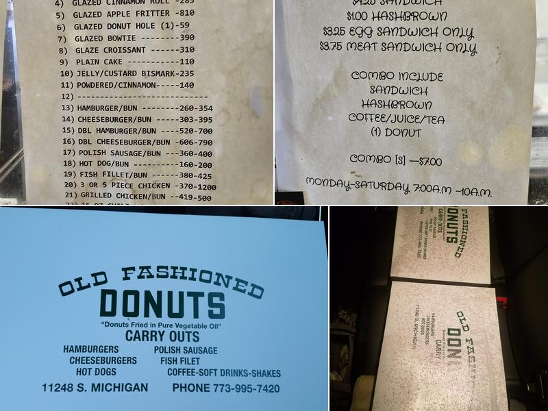 Old Fashioned Donuts Menu