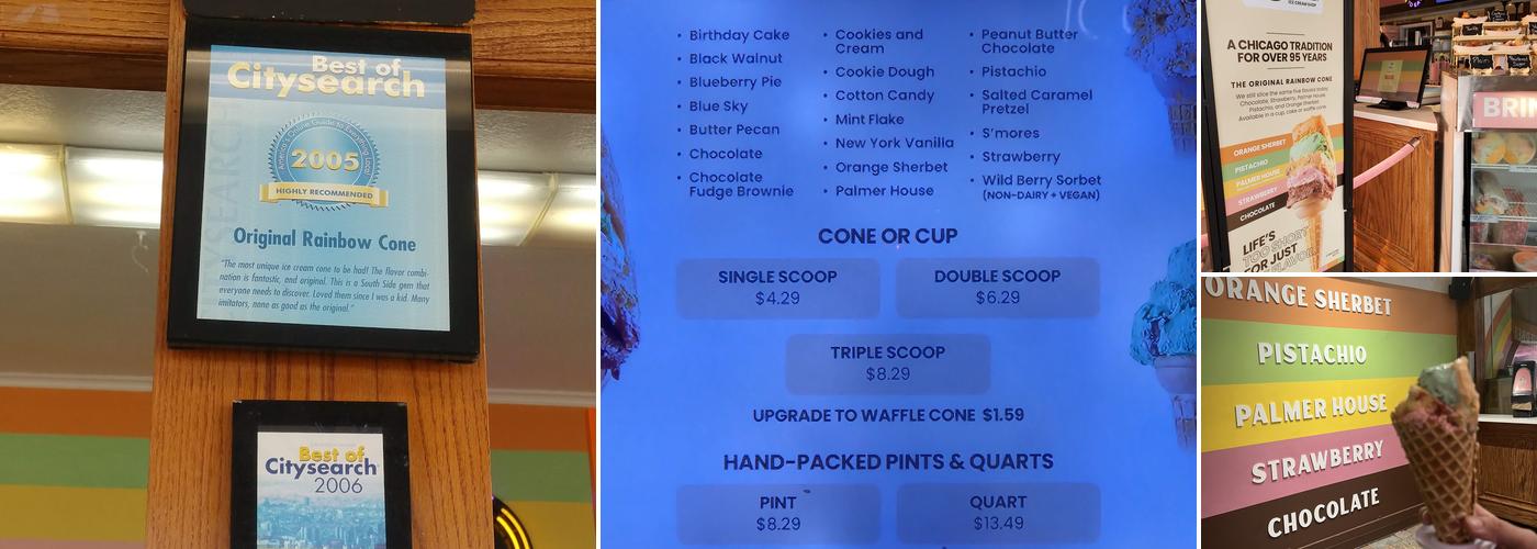 The Original Rainbow Cone Menu