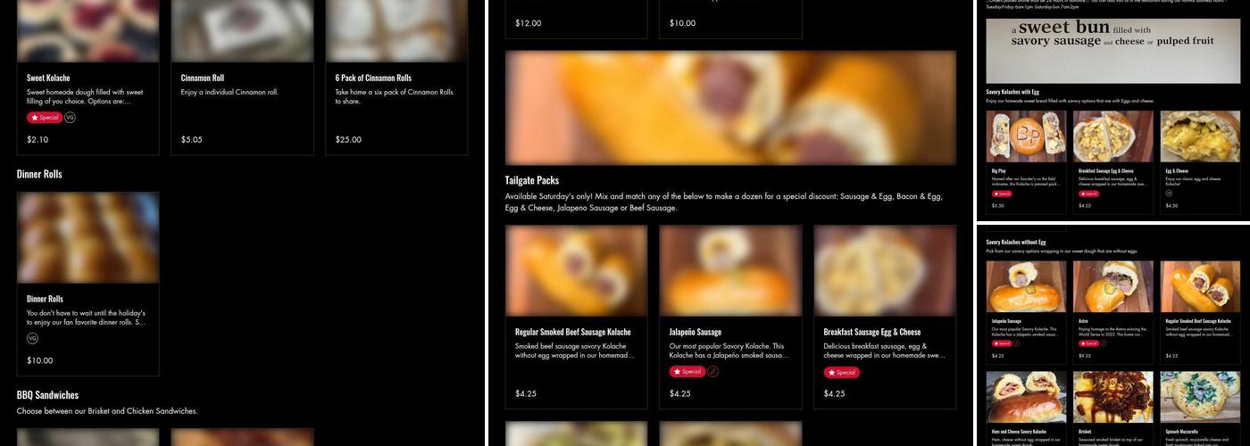 Coaches Kolaches Menu