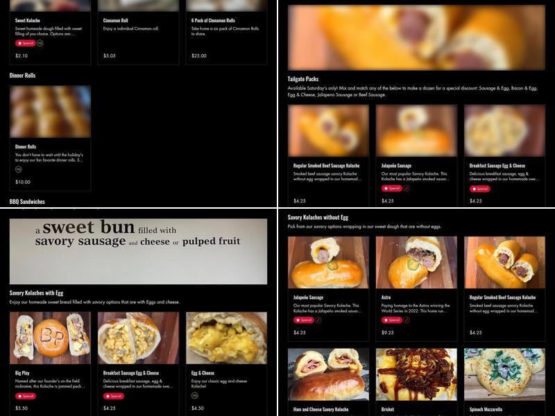 Coaches Kolaches Menu