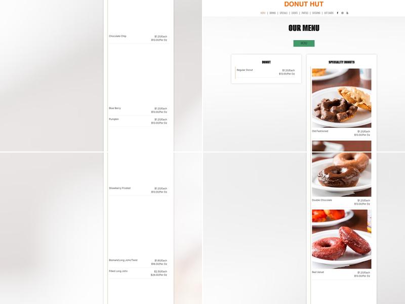 Donut Hut Menu