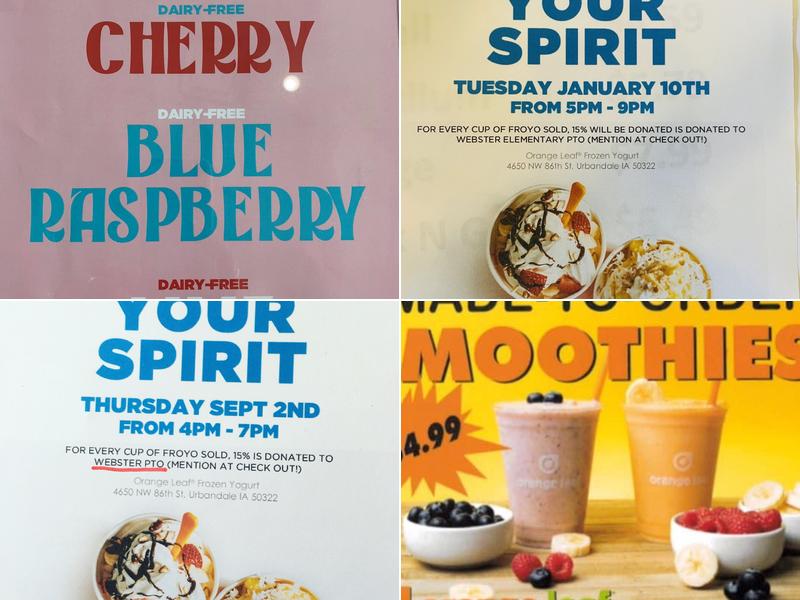 Orange Leaf Frozen Yogurt Menu