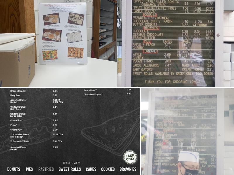 Long's Bakery Menu