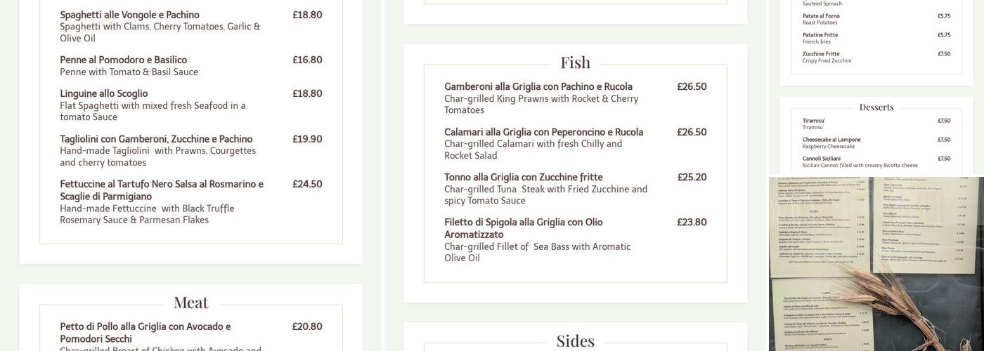 Osteria Basilico Menu