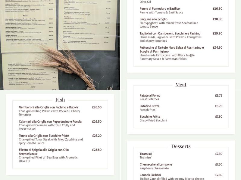 Osteria Basilico Menu