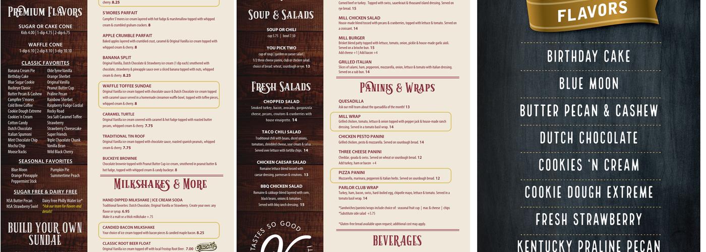 Velvet Ice Cream Menu