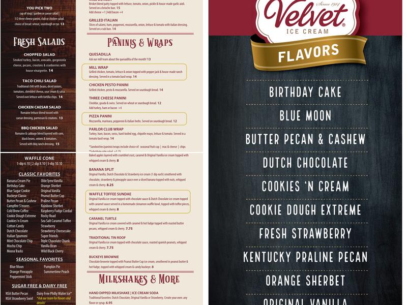 Velvet Ice Cream Menu